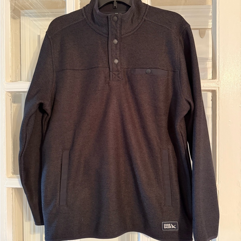 NWT Men’s Eddie Bauer Sweater Fleece Pullover, Black, Size Small